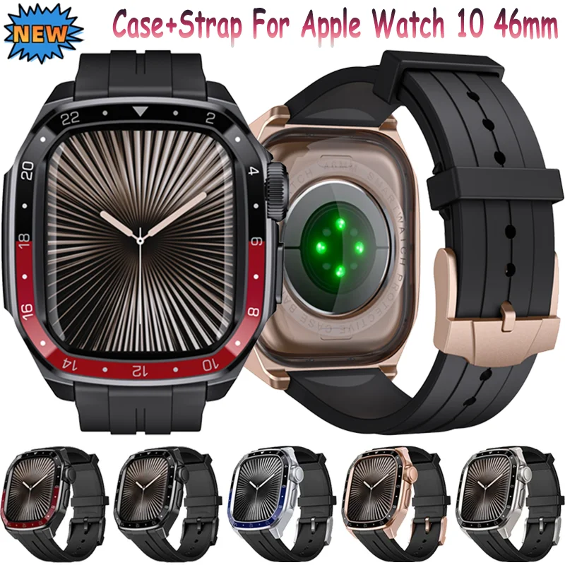 Metal Case+Soft Silicone Strap For Apple Watch 11 46mm Luxury Integrated Rugged Protective Cover iWatch 11 46mm Correa Accessory
Metal Case+Soft Silicone Strap For Apple Watch 11 46mm Luxury Integrated Rugged Protective Cover iWatch 11 46mm Correa Accessory