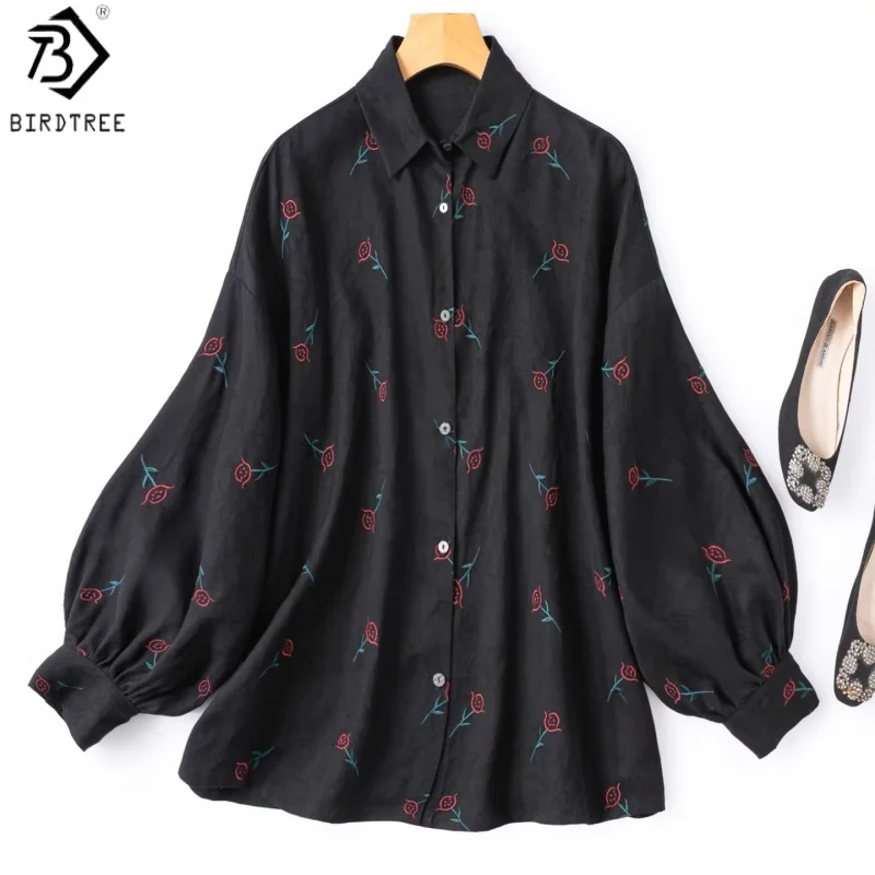 Birdtree, 100% Silk Embroidery Blouse, Lapel Lantern Sleeve Tops, Women Gambiered Canton Gauze Shirt, 2026 Spring New T63909JF
Birdtree, 100% Silk Embroidery Blouse, Lapel Lantern Sleeve Tops, Women Gambiered Canton Gauze Shirt, 2026 Spring New T63909JF