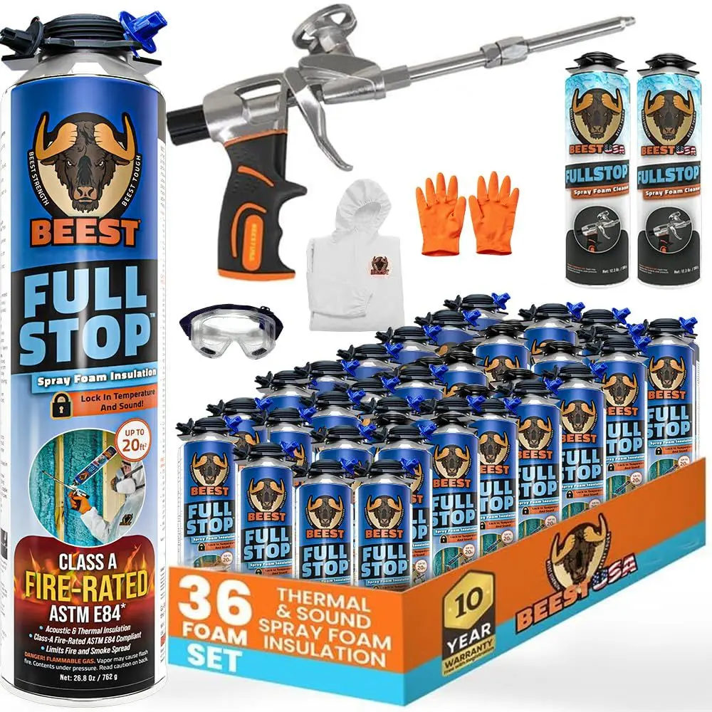 FullStop Spray Foam Insulation Kit for Walls and Attic Fire Rated 720 Board ft sq.ft Perfect Heat amp Acoustic Insulation 36x S
FullStop Spray Foam Insulation Kit for Walls and Attic Fire Rated 720 Board ft sq.ft Perfect Heat amp Acoustic Insulation 36x S