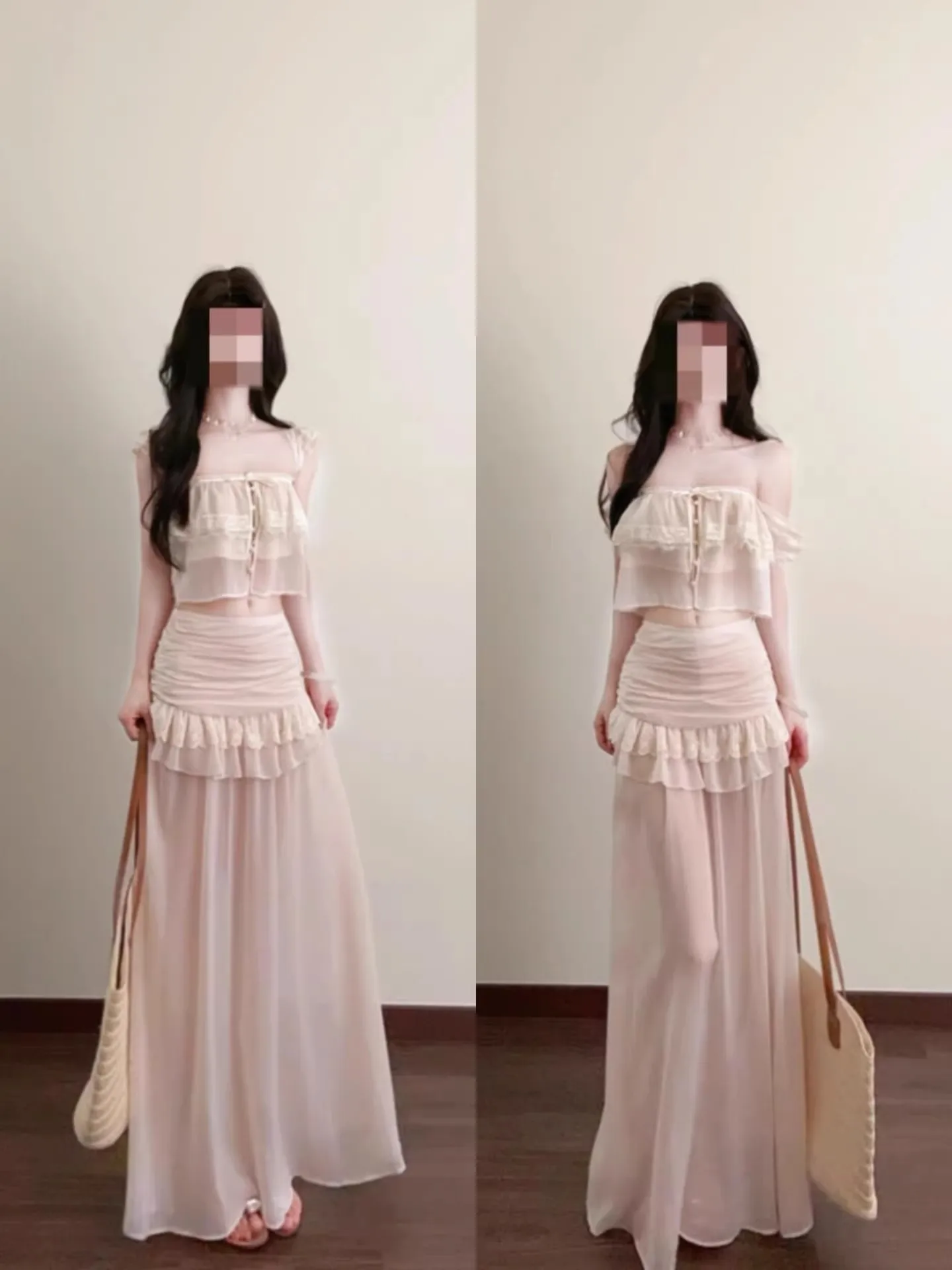 Summer Beach Vacation Sexy Girl Pure Desire Lace Halter Top And Skirt Set Women's Fashion Pink Lace Trim Short Sleeve Dress
Summer Beach Vacation Sexy Girl Pure Desire Lace Halter Top And Skirt Set Women's Fashion Pink Lace Trim Short Sleeve Dress