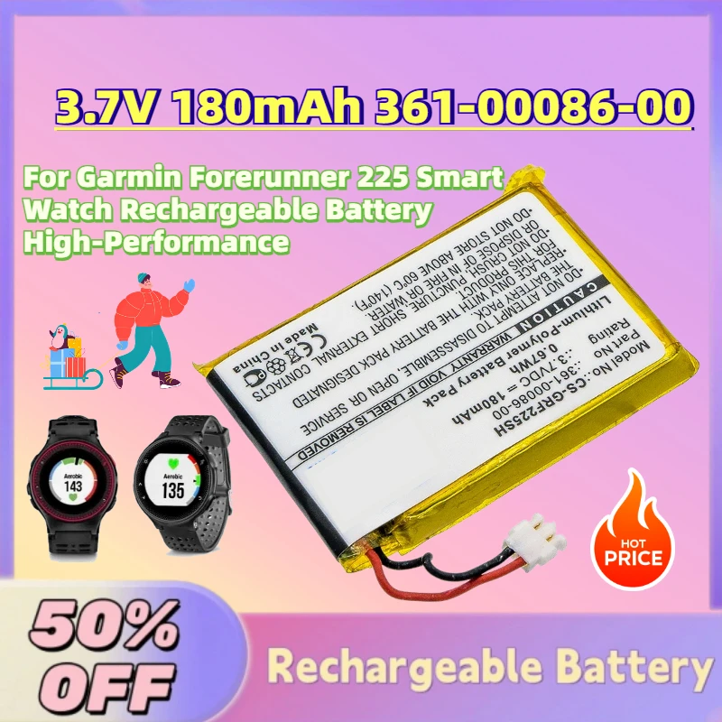 In Stock 3.7V 180mAh 361-00086-00 Li-Po Battery For Garmin Forerunner 225 Smart Watch Rechargeable Battery High-Performance
In Stock 3.7V 180mAh 361-00086-00 Li-Po Battery For Garmin Forerunner 225 Smart Watch Rechargeable Battery High-Performance