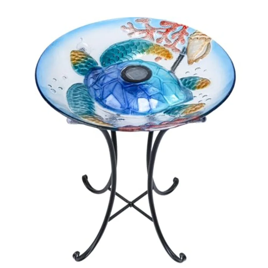 Outdoor Bird Bath, Large Glass Bird Baths Bowl with Metal Stand, Solar Turtle Birdbaths for Outside Garden Lawn Yard Decor, 18”Dia 21.65”Height
Outdoor Bird Bath, Large Glass Bird Baths Bowl with Metal Stand, Solar Turtle Birdbaths for Outside Garden Lawn Yard Decor, 18”Dia 21.65”Height