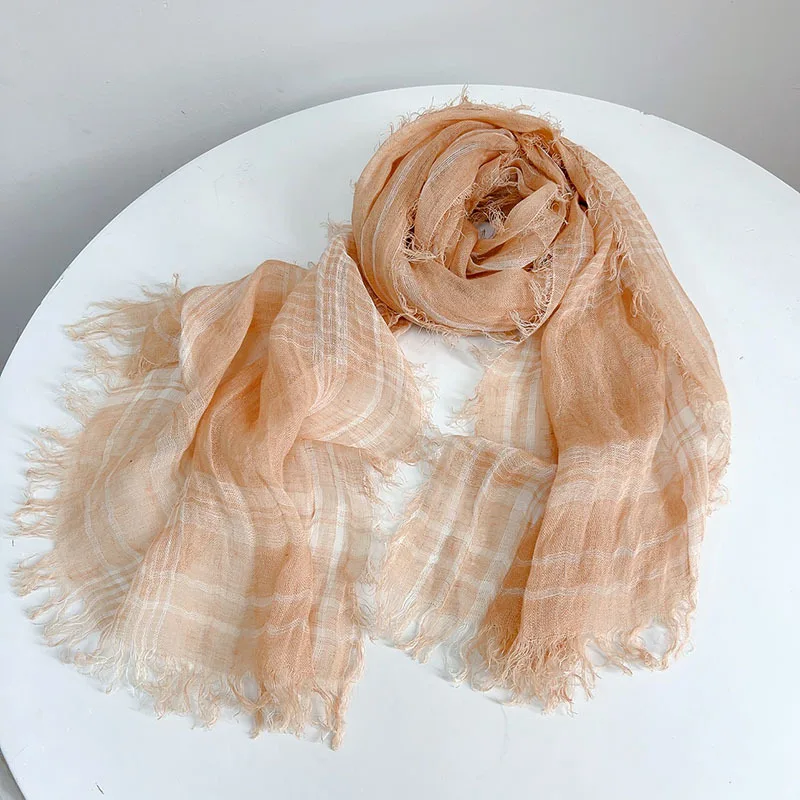 100% Pure Linen Scarf Fashion Brand Plaid Scarf Spring Autumn Light Weight Soft Shawls Linen Tassel Scarves
100% Pure Linen Scarf Fashion Brand Plaid Scarf Spring Autumn Light Weight Soft Shawls Linen Tassel Scarves
