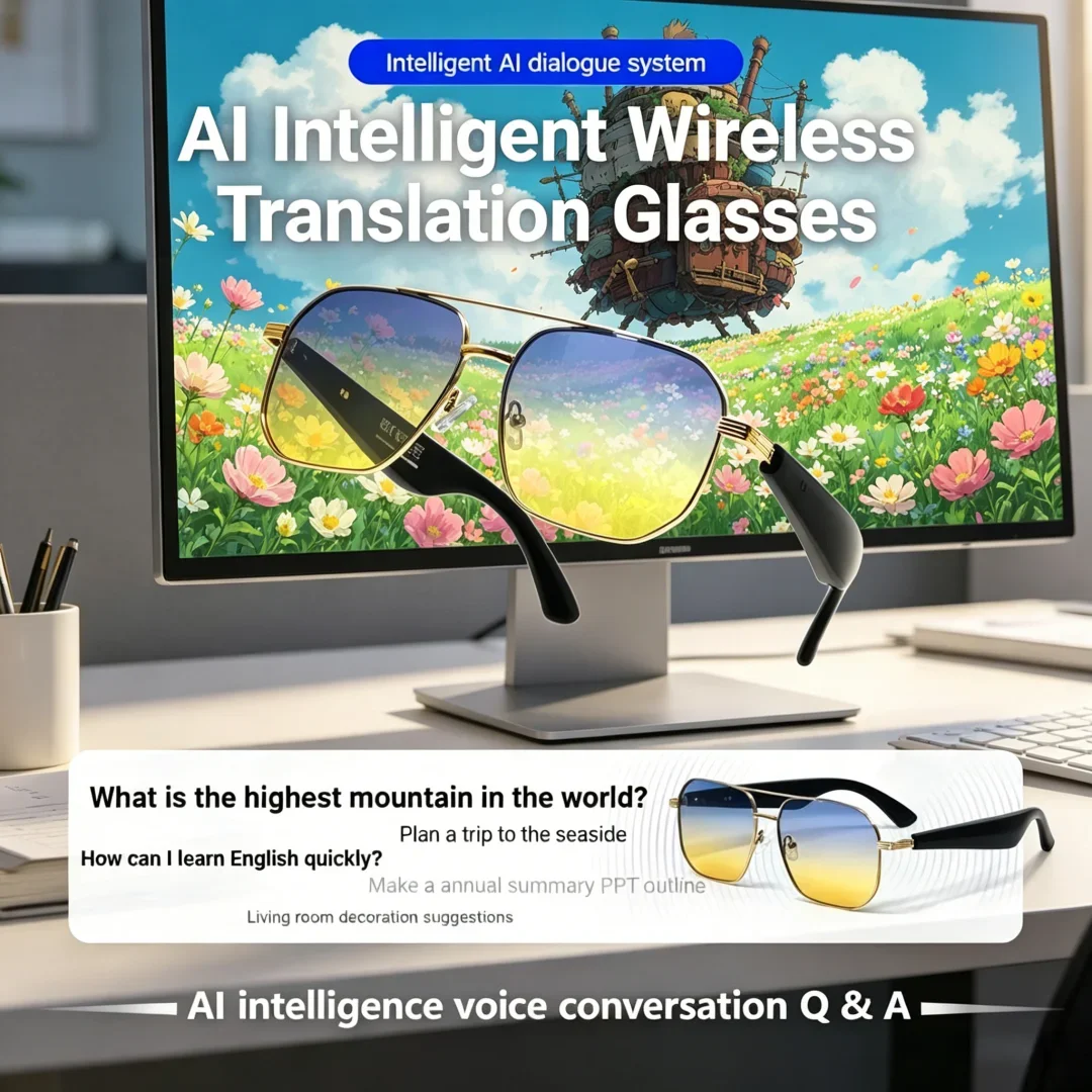 Exquisite AI Smart Glasses Wireless Call Headset 2 In 1 Ingenious Multilingual Translation Melodic Music Playing Sunglasses
Exquisite AI Smart Glasses Wireless Call Headset 2 In 1 Ingenious Multilingual Translation Melodic Music Playing Sunglasses