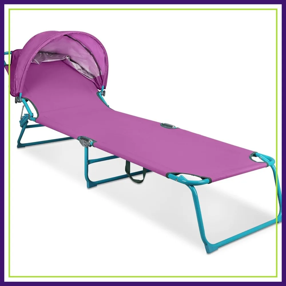 Adjustable 4-Position Foldable Chaise Lounge Chair with Canopy, UPF 50+ Shade, Heavy Duty for Poolside Patio Lawn, Purple
Adjustable 4-Position Foldable Chaise Lounge Chair with Canopy, UPF 50+ Shade, Heavy Duty for Poolside Patio Lawn, Purple