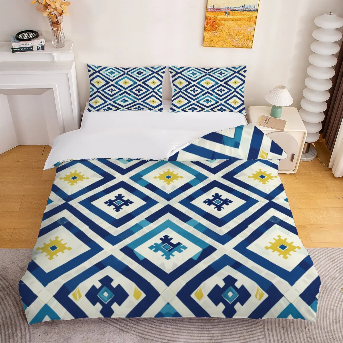 Geometric pattern Duvet size Blue and yellow squares 1 duvet cover and 2 pillowcases (without blankets)
Geometric pattern Duvet size Blue and yellow squares 1 duvet cover and 2 pillowcases (without blankets)