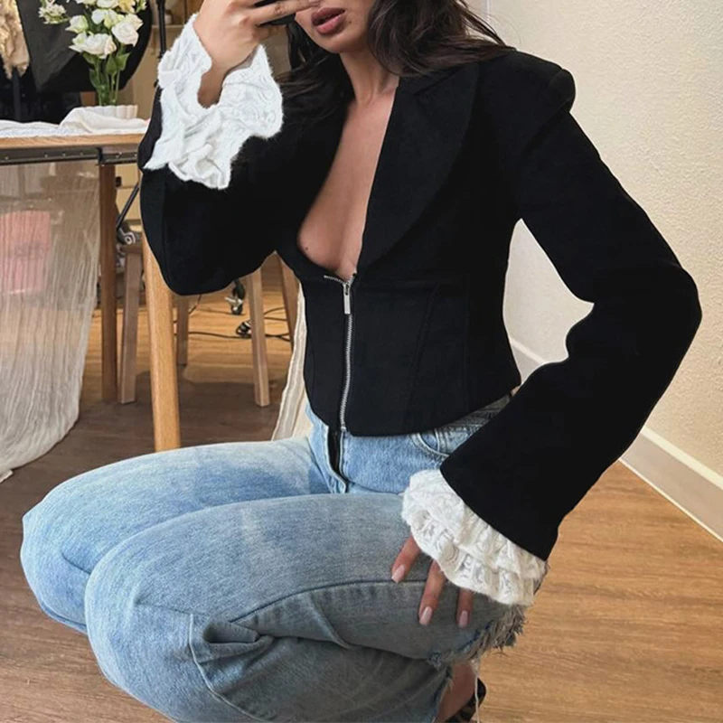 BKLD Simple Trendy Women's Zip-up Long Sleeve Low-cut Contrasting Lapel Cardigan Street Commuting Temperament Casual Tops
BKLD Simple Trendy Women's Zip-up Long Sleeve Low-cut Contrasting Lapel Cardigan Street Commuting Temperament Casual Tops