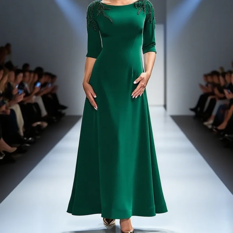 Classic A-Line Ankle Length Half Sleeves with Beading Scoop Neck Wedding Party Customized Gowns Mother of Bride Dress
Classic A-Line Ankle Length Half Sleeves with Beading Scoop Neck Wedding Party Customized Gowns Mother of Bride Dress