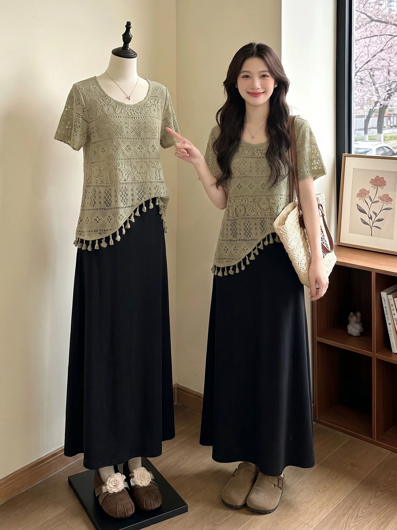 Black Bohemian Two-Piece Set Women's Summer Fashion Outerwear Cover up Dress Ensemble Boho Style Commute Wind Casual Scene
Black Bohemian Two-Piece Set Women's Summer Fashion Outerwear Cover up Dress Ensemble Boho Style Commute Wind Casual Scene