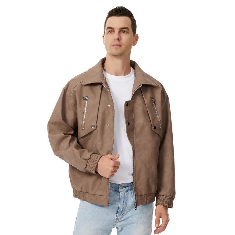 Autumn New Men's Trendy Motorcycle Wear Leather Jacket Simple Versatile Stand Collar Leather Jacket Loose Fashion Leather Jacket
Autumn New Men's Trendy Motorcycle Wear Leather Jacket Simple Versatile Stand Collar Leather Jacket Loose Fashion Leather Jacket