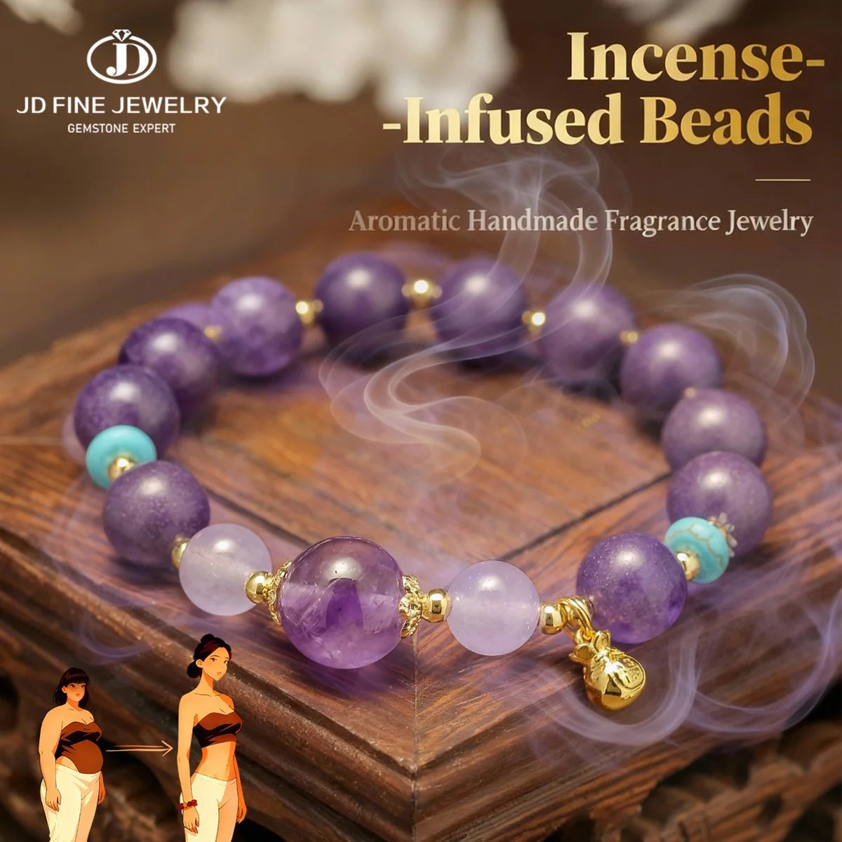 JD Natural Zique Guiyuan Incense Bead Bracelet Meditation Essential Inner Peace & Energy Rooting Handmade Aromatherapy Jewelry
JD Natural Zique Guiyuan Incense Bead Bracelet Meditation Essential Inner Peace & Energy Rooting Handmade Aromatherapy Jewelry