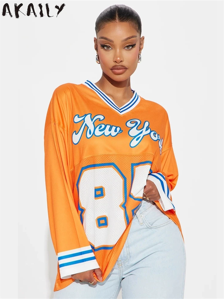 Akaily Winter Street Letter Graphic Jersey Tees Women 2024 Harajuku Hip-Hop Loose Uniform V-Neck Long Sleeve Casual Sportswear
Akaily Winter Street Letter Graphic Jersey Tees Women 2024 Harajuku Hip-Hop Loose Uniform V-Neck Long Sleeve Casual Sportswear