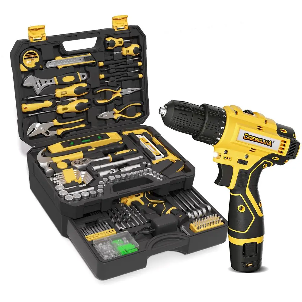 Kit Box Drill Set with 12V Power Cordless Drill 299Piece Tool Kit for Home Tool Set Storage Case with Drawer General Household
Kit Box Drill Set with 12V Power Cordless Drill 299Piece Tool Kit for Home Tool Set Storage Case with Drawer General Household