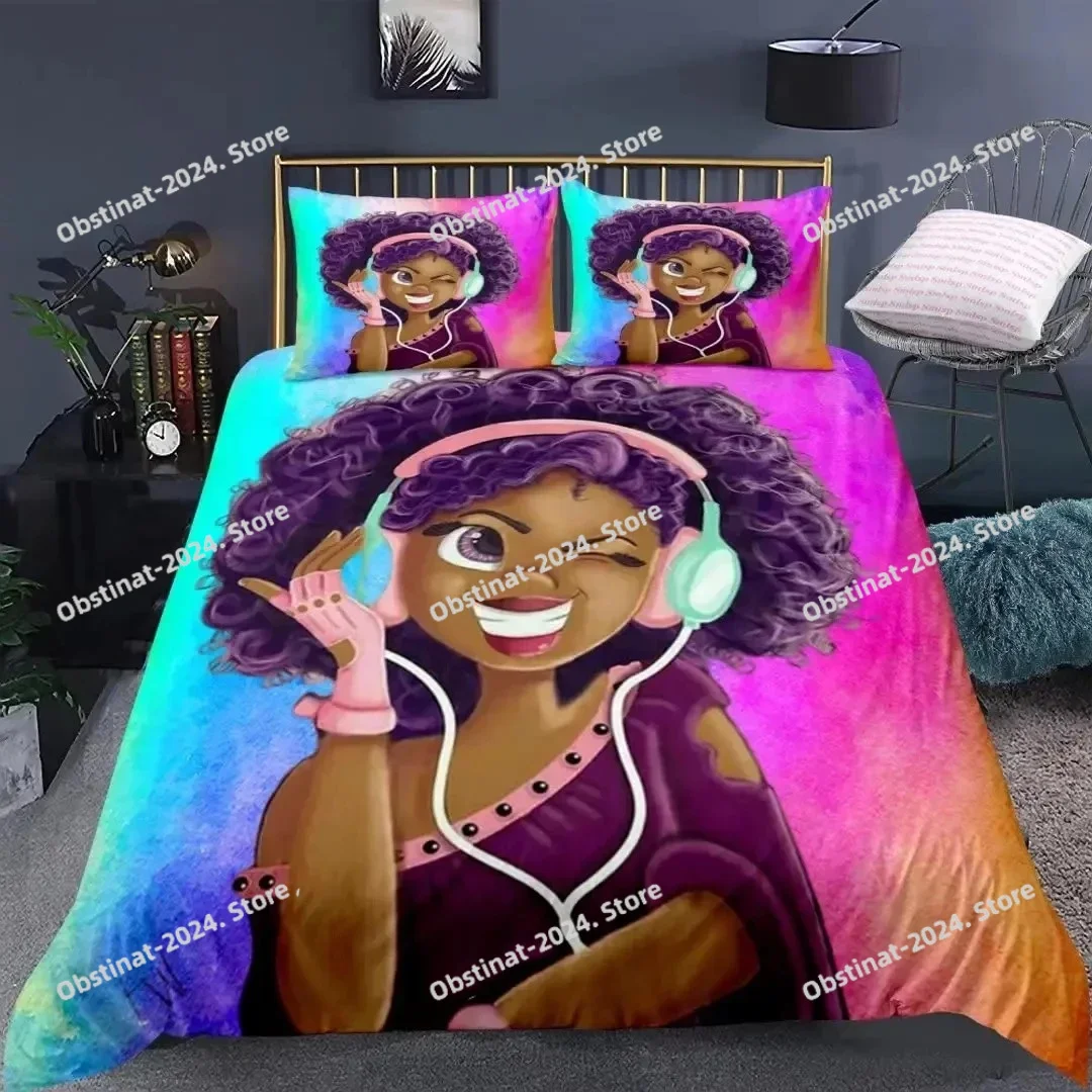 American Black Girl Duvet Cover Set,Black Girl Magic Bedding Set Full Size,Cute Little Afro Black Princess Comforter Cover Sets
American Black Girl Duvet Cover Set,Black Girl Magic Bedding Set Full Size,Cute Little Afro Black Princess Comforter Cover Sets