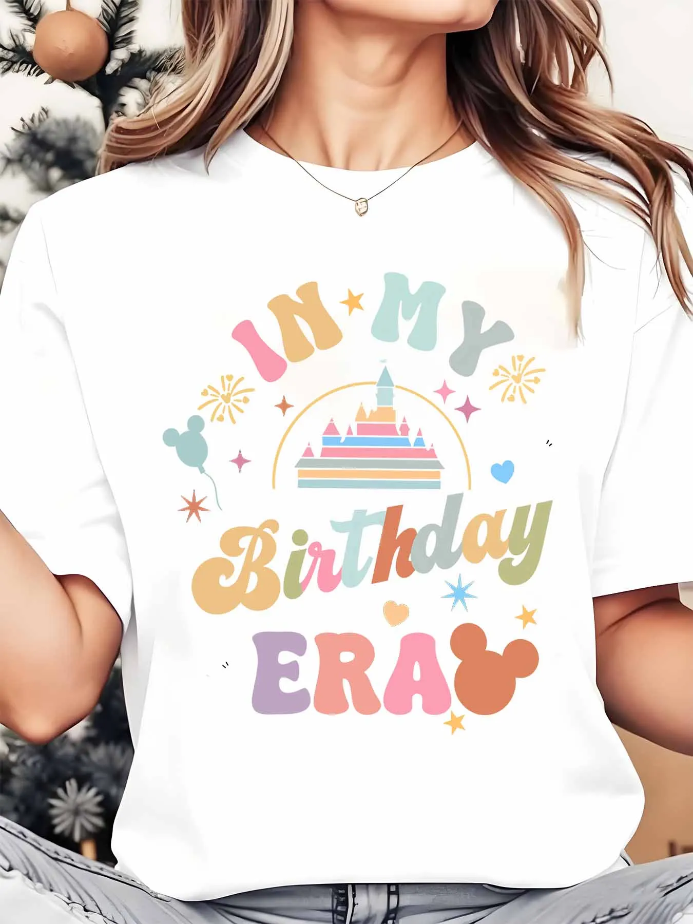 Disney Castle And Mickey Mouse In My Birthday Era Design Women's Round Neck Shirt Summer Tops Comfortable Unisex Casual Short Sleeve Tee
Disney Castle And Mickey Mouse In My Birthday Era Design Women's Round Neck Shirt Summer Tops Comfortable Unisex Casual Short Sleeve Tee