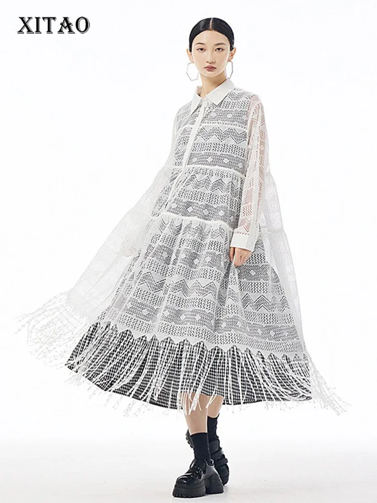 XITAO Lace Hollow Out Tassel Vintage Dresses Solid Color Turn-down Collar Single Breasted Loose Fashion 2025 Spring LJ1084
XITAO Lace Hollow Out Tassel Vintage Dresses Solid Color Turn-down Collar Single Breasted Loose Fashion 2025 Spring LJ1084