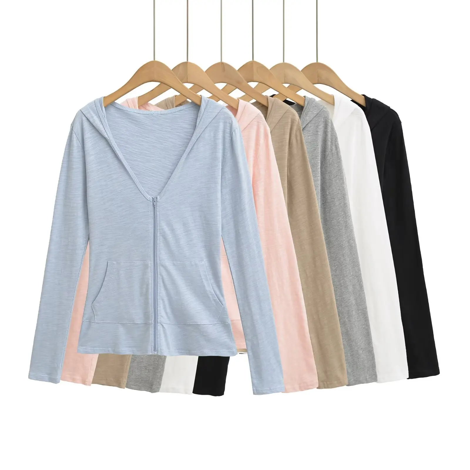 Women's Lightweight Hooded Slim-Fit Cardigan Jacket Women's Early Autumn Sheer V-Neck Zipper Top
Women's Lightweight Hooded Slim-Fit Cardigan Jacket Women's Early Autumn Sheer V-Neck Zipper Top