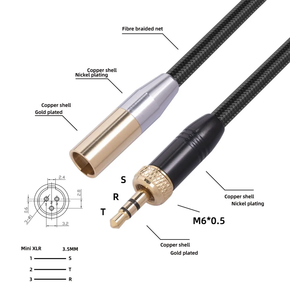 Internal Thread 3.5mm Stereo to Mini XLR Cable Gold Plated 3 Pin Noiseless Sound Adapter for BMPCC Camcorder
Internal Thread 3.5mm Stereo to Mini XLR Cable Gold Plated 3 Pin Noiseless Sound Adapter for BMPCC Camcorder