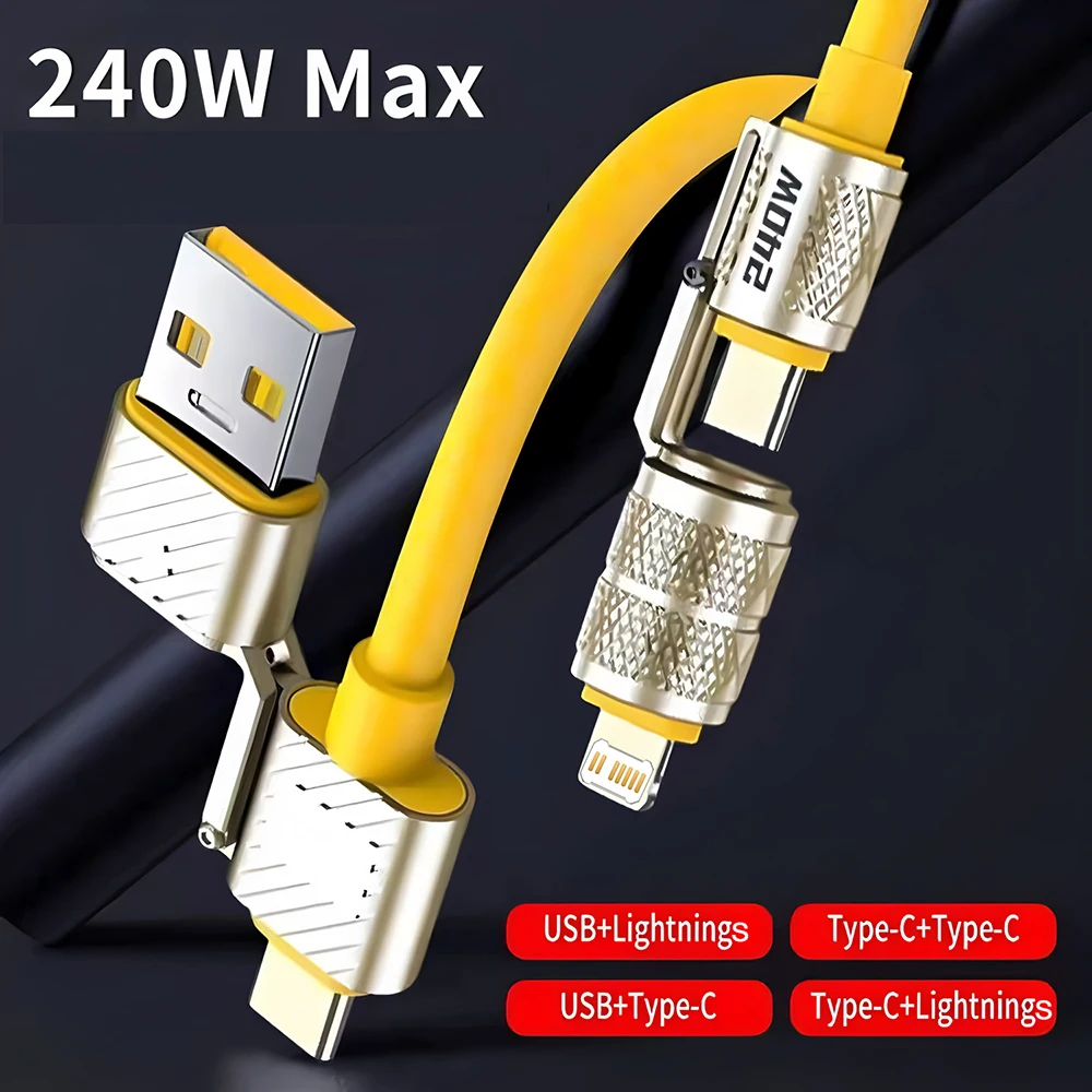 240W 4-in-1 Super Fast Charging Data Cable Multiple Functions Cord Suitable For iPhone/Xiaomi/Huawei/Samsung Quick Charge Wire
240W 4-in-1 Super Fast Charging Data Cable Multiple Functions Cord Suitable For iPhone/Xiaomi/Huawei/Samsung Quick Charge Wire