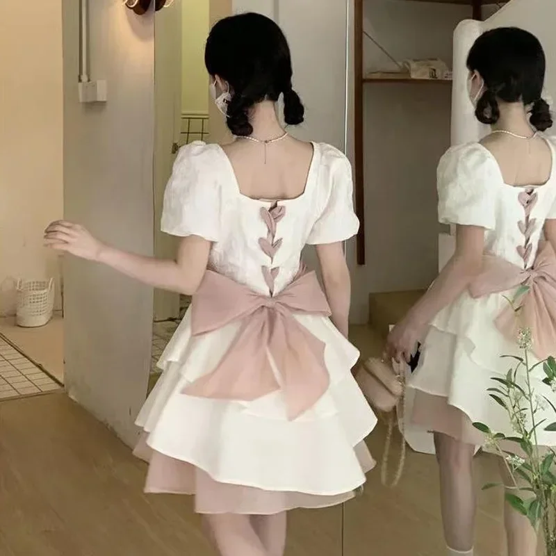 Korean Sweet Dress Women France Vintage Elegant Party Mini Dresses Female Print Casual Fairy Dress Summer
Korean Sweet Dress Women France Vintage Elegant Party Mini Dresses Female Print Casual Fairy Dress Summer