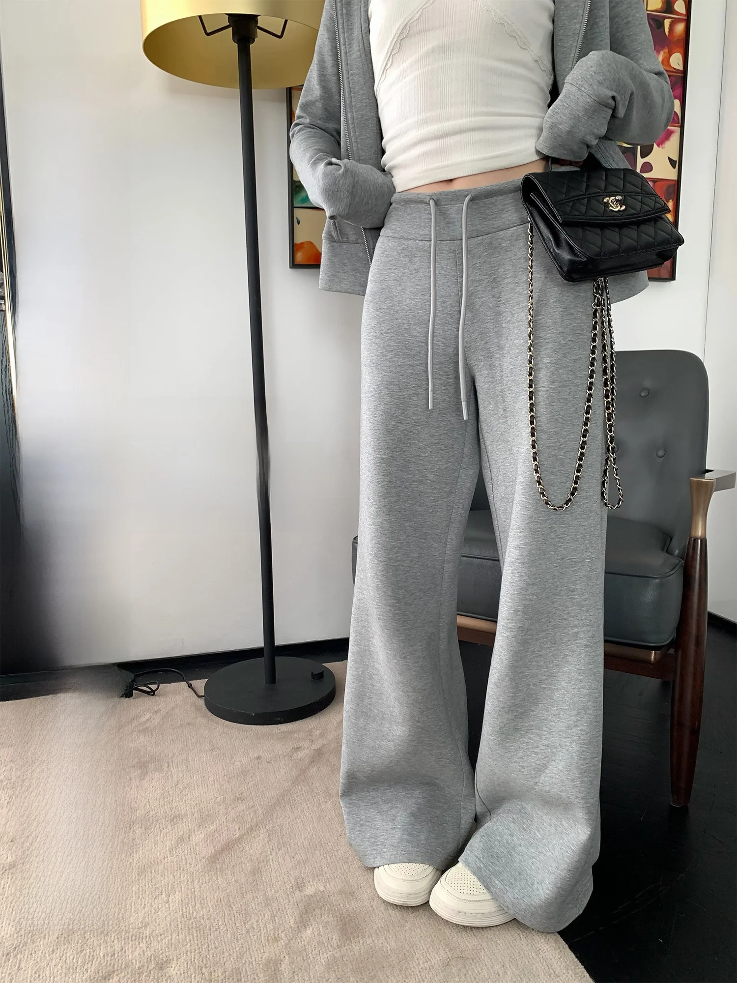 Hhyii Curve Reformation Casual Pants Women's High Waist Wide Leg Drawstring Waist Slimming Hip Covering Light Grey Trousers
Hhyii Curve Reformation Casual Pants Women's High Waist Wide Leg Drawstring Waist Slimming Hip Covering Light Grey Trousers