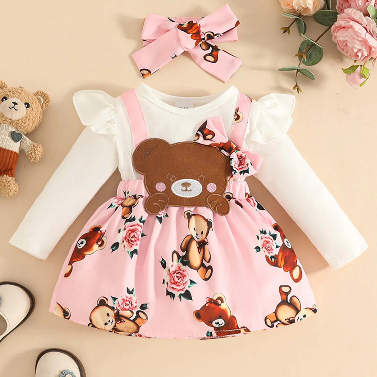 Dresses Baby Girls Comfortable And Breathable Set Cute Teddy Bear Printed Dress Hairband Two Girls Winter Dress Shoes Trendy Set
Dresses Baby Girls Comfortable And Breathable Set Cute Teddy Bear Printed Dress Hairband Two Girls Winter Dress Shoes Trendy Set