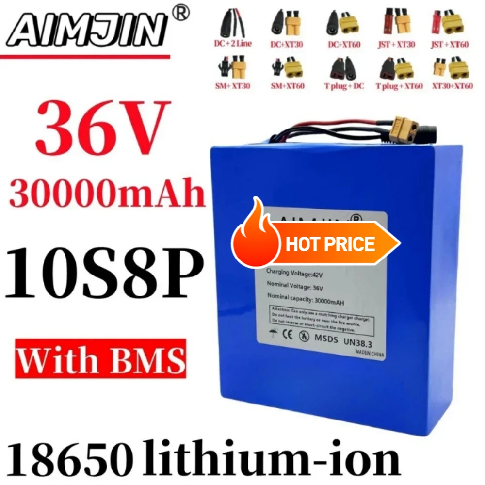 100% New 36V 30000mAh High Capacity Lithium-Ion Rechargeable Battery Pack 10S8P for Electric Scooter Scooter Battery
100% New 36V 30000mAh High Capacity Lithium-Ion Rechargeable Battery Pack 10S8P for Electric Scooter Scooter Battery