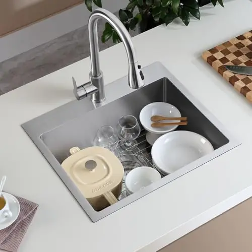 21 Inch Drop In Single Bowl Kitchen Sink 18 Gauge Stainless Steel Topmount With Faucet Hole
21 Inch Drop In Single Bowl Kitchen Sink 18 Gauge Stainless Steel Topmount With Faucet Hole