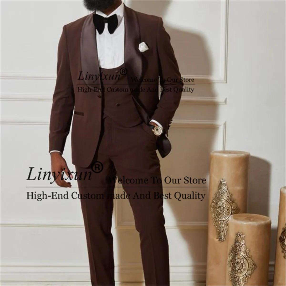 Fashion Men's Slim Fit Suit Shawl Lapel Groom Wedding Tuxedo 3 Pieces Formal Business traje hombre Jacket Pants Vest Ternos
Fashion Men's Slim Fit Suit Shawl Lapel Groom Wedding Tuxedo 3 Pieces Formal Business traje hombre Jacket Pants Vest Ternos
