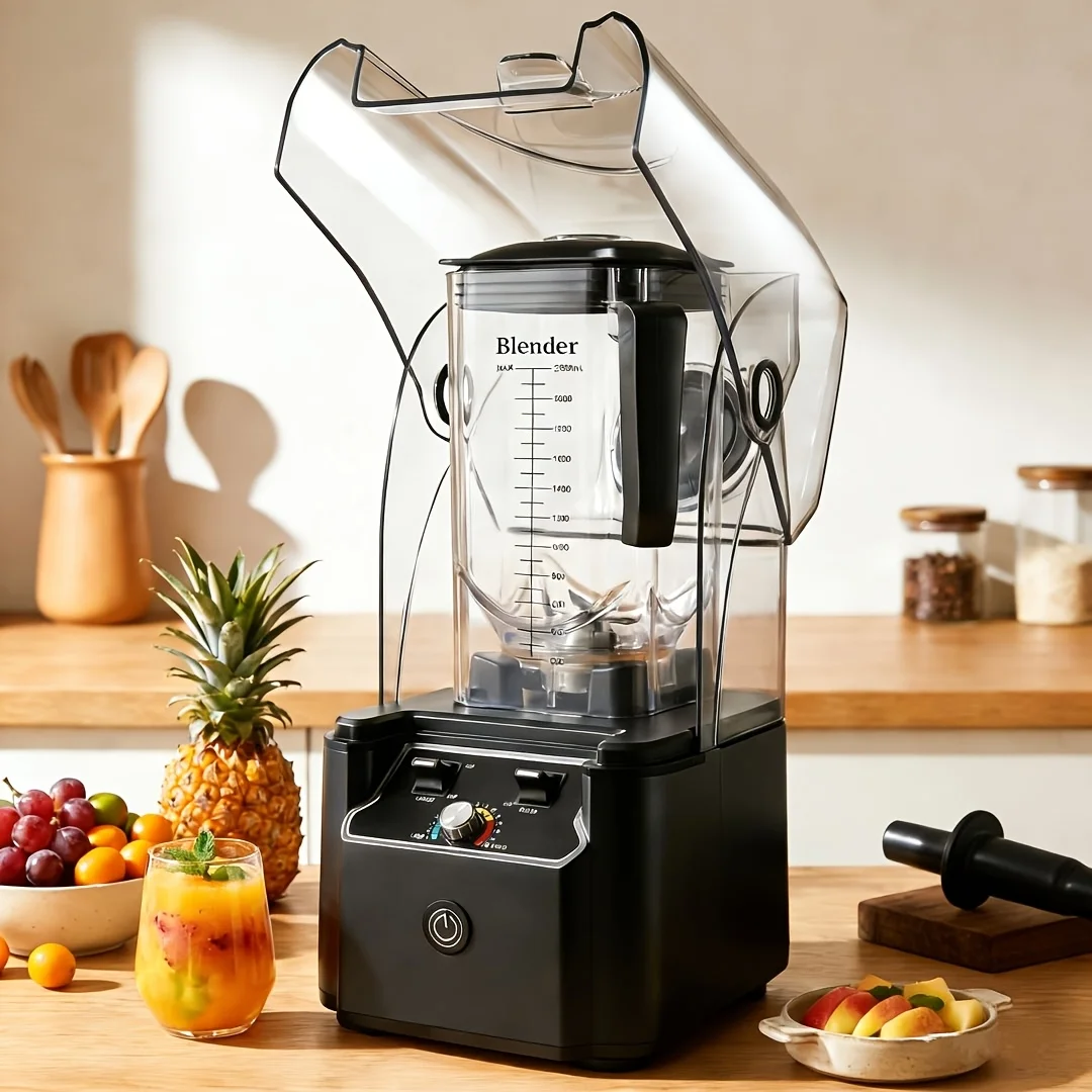 Professional Blender Commercial Blender 2200W High Power Blender with Shield Quiet Sound Enclosure, Self-Cleaning Blender, Black, Suitable for Smoothies, Ice Cream, Salsa, Sauce, Nuts, Shakes
Professional Blender Commercial Blender 2200W High Power Blender with Shield Quiet Sound Enclosure, Self-Cleaning Blender, Black, Suitable for Smoothies, Ice Cream, Salsa, Sauce, Nuts, Shakes