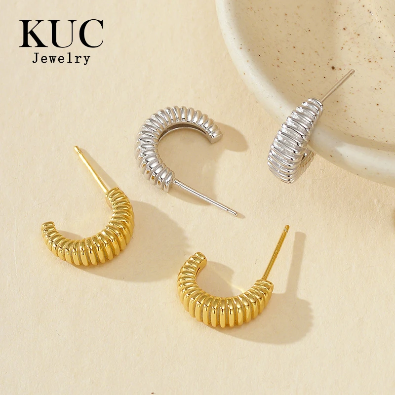 925 Sterling Silver Earrings Original Certificate Striped Pleated C Shape Stud Earrings For Women Free Shipping Jewelry
925 Sterling Silver Earrings Original Certificate Striped Pleated C Shape Stud Earrings For Women Free Shipping Jewelry