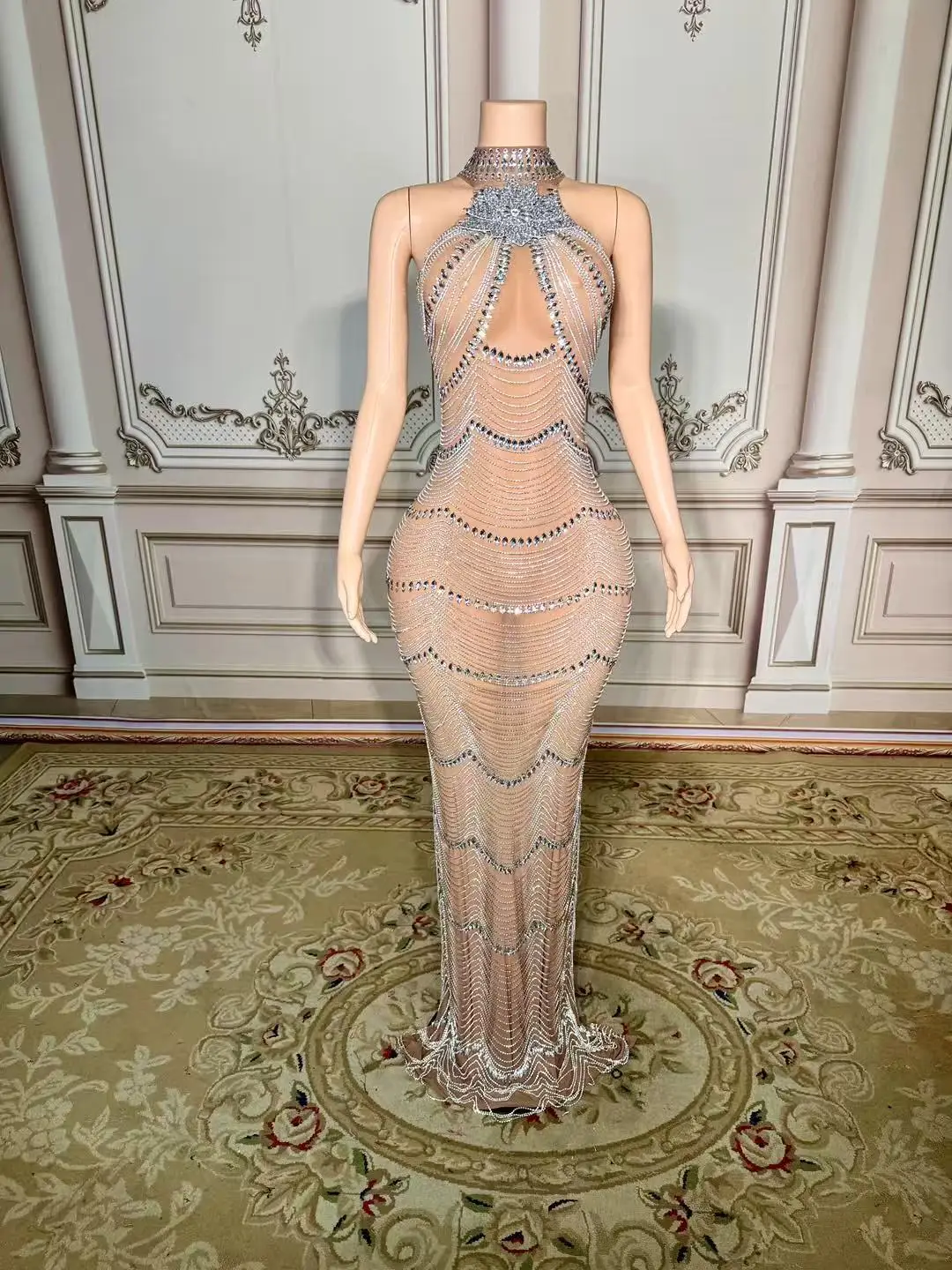 Women Sparkly Rhinestone Feather Long Dress Sexy Birthday Celebrate Gown Dress Transparent Evening Party Dress Singer Stage Wear
Women Sparkly Rhinestone Feather Long Dress Sexy Birthday Celebrate Gown Dress Transparent Evening Party Dress Singer Stage Wear