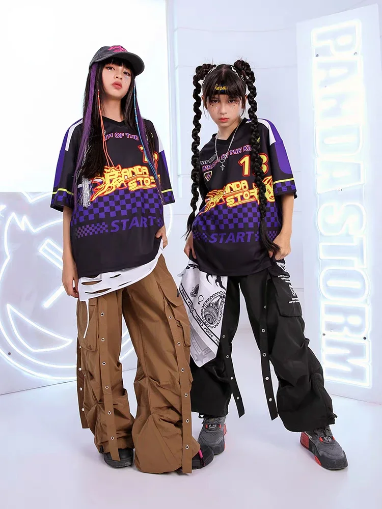 New Jazz Dancing Outfits for Girls Purple Loose T Shirt Cargo Pants Suit Group Ballroom Hip Hop Dance Costume Performance Wear
New Jazz Dancing Outfits for Girls Purple Loose T Shirt Cargo Pants Suit Group Ballroom Hip Hop Dance Costume Performance Wear