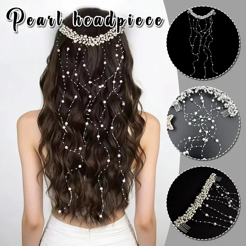 Handmade Pearl Tassel Headwear Bridal Pearl Hair Accessory Headwear Tassel Inserting Comb Wreath Headband White Crystal Jewelry
Handmade Pearl Tassel Headwear Bridal Pearl Hair Accessory Headwear Tassel Inserting Comb Wreath Headband White Crystal Jewelry