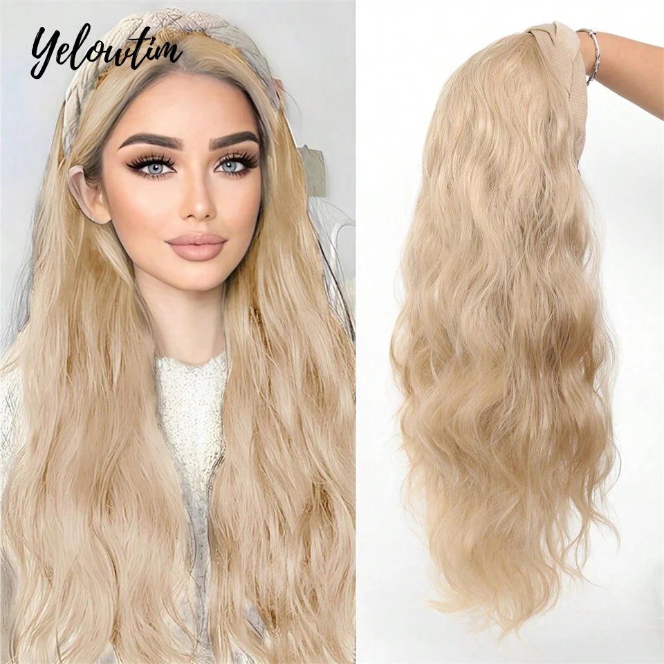 YELOWTIM Long Wavy Blonde Headband Wig Synthetic Clip Hair Extension U-Shaped Fake Hairpieces Natural False Half Wig for Women
YELOWTIM Long Wavy Blonde Headband Wig Synthetic Clip Hair Extension U-Shaped Fake Hairpieces Natural False Half Wig for Women