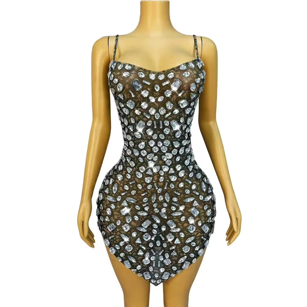 Luxury Blingbling Big Rhinestones Sexy Stage Cultivation Suspenders Dress Women Party Evening Club Outfit Performance Costume
Luxury Blingbling Big Rhinestones Sexy Stage Cultivation Suspenders Dress Women Party Evening Club Outfit Performance Costume