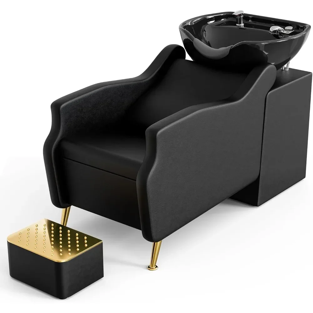Shampoo Chair and Bowl for Salon, Backwash Shampoo Station Sink with Ceramic Bowl and Foot Stool, Barbershop Spa Equipment
Shampoo Chair and Bowl for Salon, Backwash Shampoo Station Sink with Ceramic Bowl and Foot Stool, Barbershop Spa Equipment