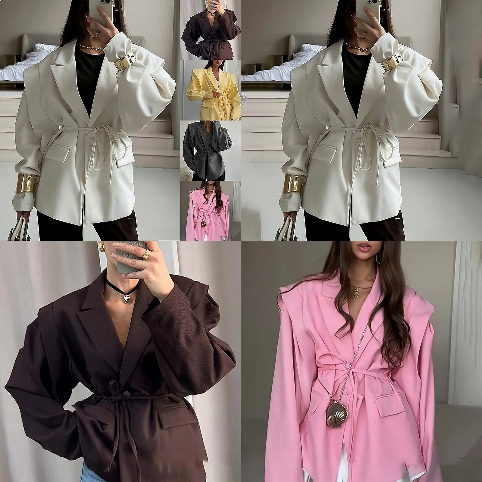 2026 Autumn Winter Women V Neck Coat Loose Fit Waist Slimming Tie Front Outerwear Blazer Jacket
2026 Autumn Winter Women V Neck Coat Loose Fit Waist Slimming Tie Front Outerwear Blazer Jacket