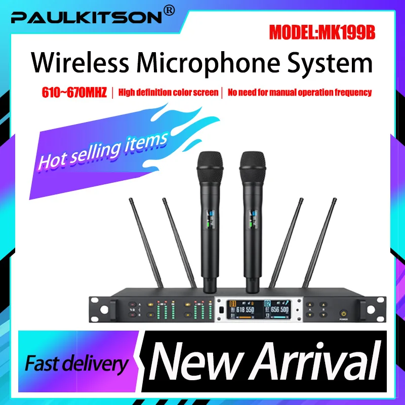 Paulkitson Mk199B Wireless Microphone System UHF Automatic Frequency Search Cordless Handheld Microphone for Stage Churches
Paulkitson Mk199B Wireless Microphone System UHF Automatic Frequency Search Cordless Handheld Microphone for Stage Churches