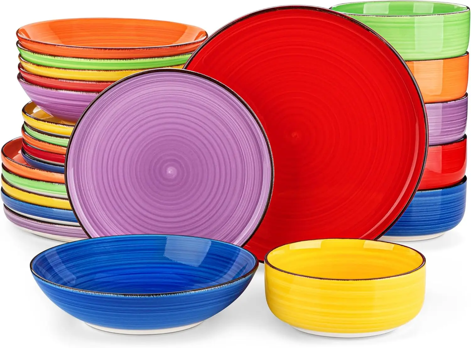 24-Piece Stoneware Dinner Set for 6, Hand-Painted Multicolor Dishes, Dishwasher & Microwave Safe
24-Piece Stoneware Dinner Set for 6, Hand-Painted Multicolor Dishes, Dishwasher & Microwave Safe
