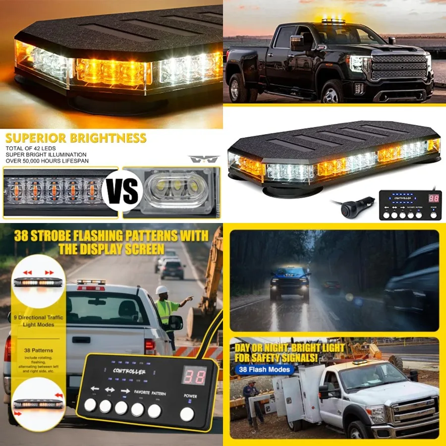 42 LED Roof Top Strobe Beacon Light Bar Hazard Warning Emergency Flashing Plow Lights with Controller for Construction Vehicles
42 LED Roof Top Strobe Beacon Light Bar Hazard Warning Emergency Flashing Plow Lights with Controller for Construction Vehicles