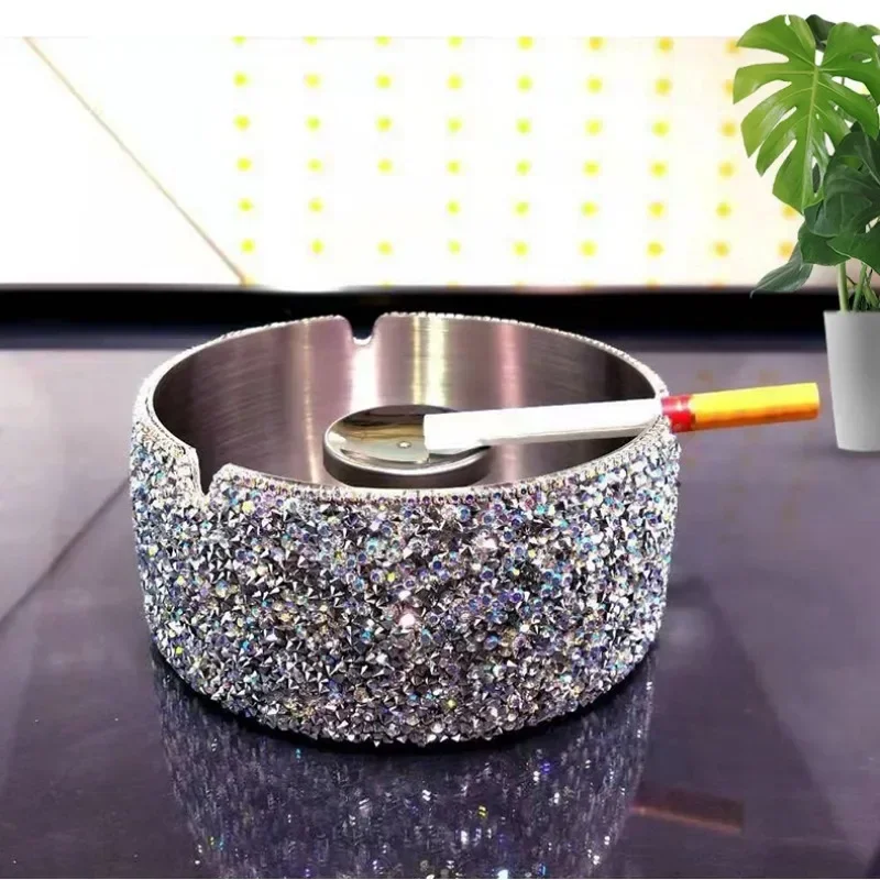 Round Stainless Steel Cigarette Ashtray Bling Rhinestone Crystal Portable Tabletop Silver Metal Ash Tray Gift for Boyfriend
Round Stainless Steel Cigarette Ashtray Bling Rhinestone Crystal Portable Tabletop Silver Metal Ash Tray Gift for Boyfriend