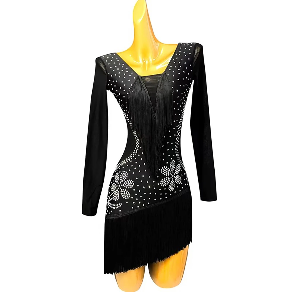 2026 New Women Fringe Latin Dance Dress V Neck Rhinestone Salsa Cha Cha Rumba Tango Performance Wear Black
2026 New Women Fringe Latin Dance Dress V Neck Rhinestone Salsa Cha Cha Rumba Tango Performance Wear Black