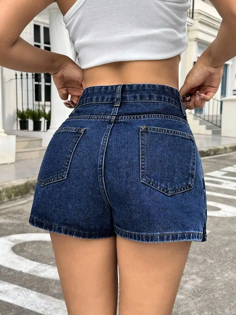 Womens High Waist Denim Shorts With Slant Pockets Street Style Summer Casual
Womens High Waist Denim Shorts With Slant Pockets Street Style Summer Casual