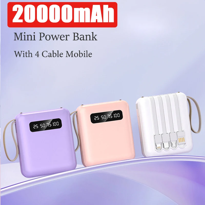 Mini Power Bank 20000mAh 4-in-1 Fast Charging with 4 Cable Mobile External Portable Charger for IPhone Xiaomi 14 Samsung
Mini Power Bank 20000mAh 4-in-1 Fast Charging with 4 Cable Mobile External Portable Charger for IPhone Xiaomi 14 Samsung