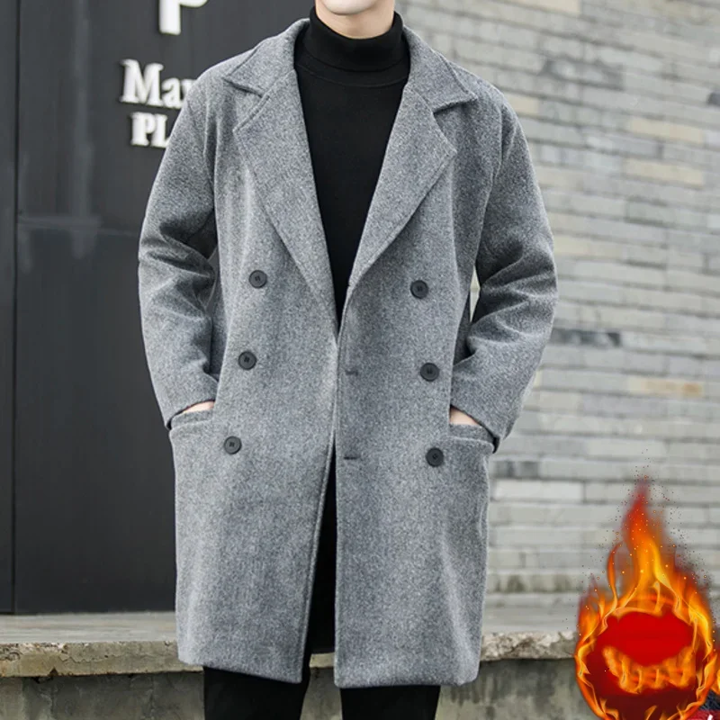 Autumn Winter Double Breasted Woolen Windbreaker Men Splicing Leather Coat Woolen Long Thick Warm Jacket Trench Medium Long Coat
Autumn Winter Double Breasted Woolen Windbreaker Men Splicing Leather Coat Woolen Long Thick Warm Jacket Trench Medium Long Coat
