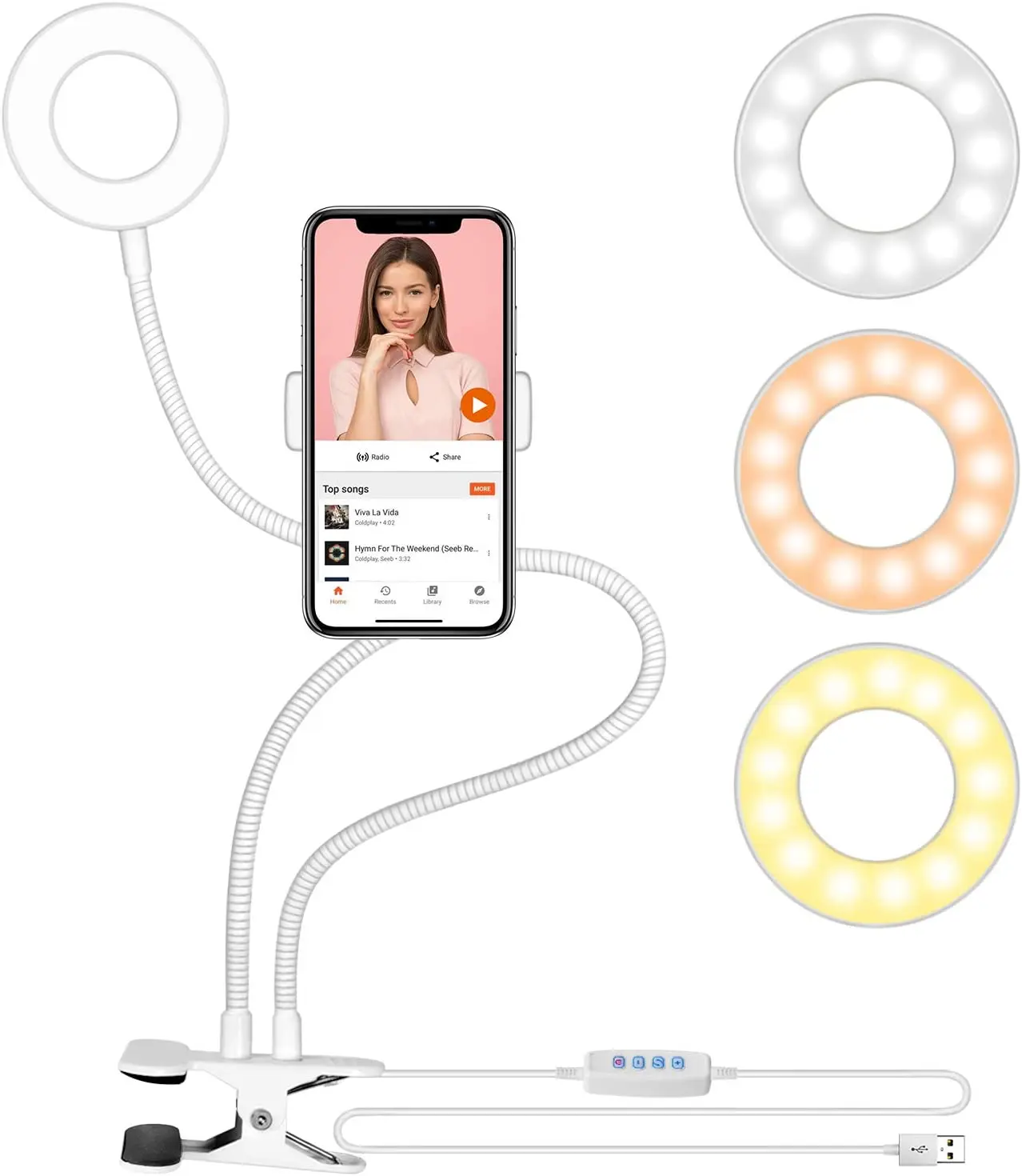 Neewer Clamp-on Selfie Ring Light with Lazy Bracket Cell Phone Holder for Live Stream, YouTube, Facebook
Neewer Clamp-on Selfie Ring Light with Lazy Bracket Cell Phone Holder for Live Stream, YouTube, Facebook
