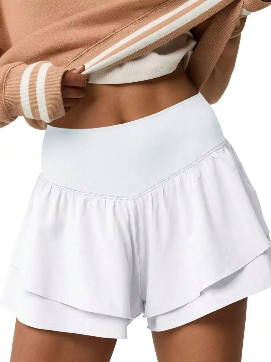 High Waisted Ruffle Tiered Sports Shorts With Built-In Shorts Breathable Quick Dry Womens Workout Shorts
High Waisted Ruffle Tiered Sports Shorts With Built-In Shorts Breathable Quick Dry Womens Workout Shorts
