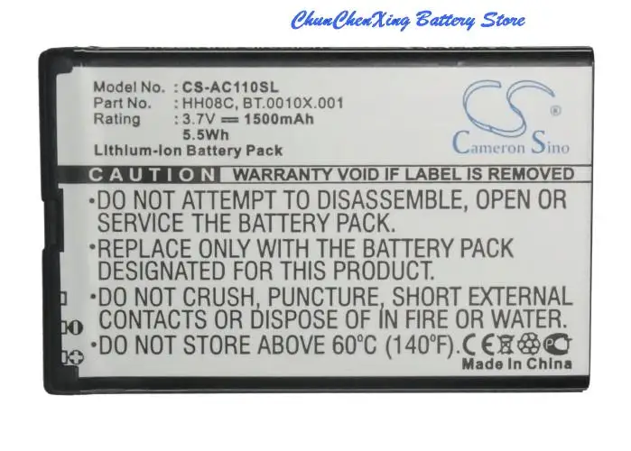 High Quality Battery BT.0010X.001, HH08C for Acer beTouch E110, For ViewSonic V350 
High Quality Battery BT.0010X.001, HH08C for Acer beTouch E110, For ViewSonic V350