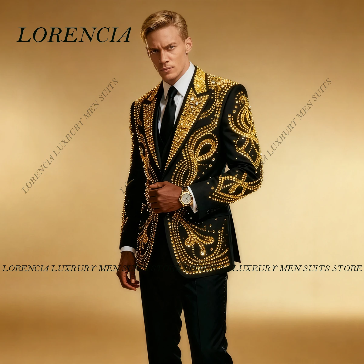 Customized Sparkly Ornament Beaded Crystal Tuxedos Men Suits 2 Piece Sets Wedding Groom Male Prom Blazer Slim trajes para hombre
Customized Sparkly Ornament Beaded Crystal Tuxedos Men Suits 2 Piece Sets Wedding Groom Male Prom Blazer Slim trajes para hombre